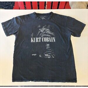 Kurt Cobain Nirvana Graphic T Shirt Mens M Faded Black Grunge Band Rock Adult